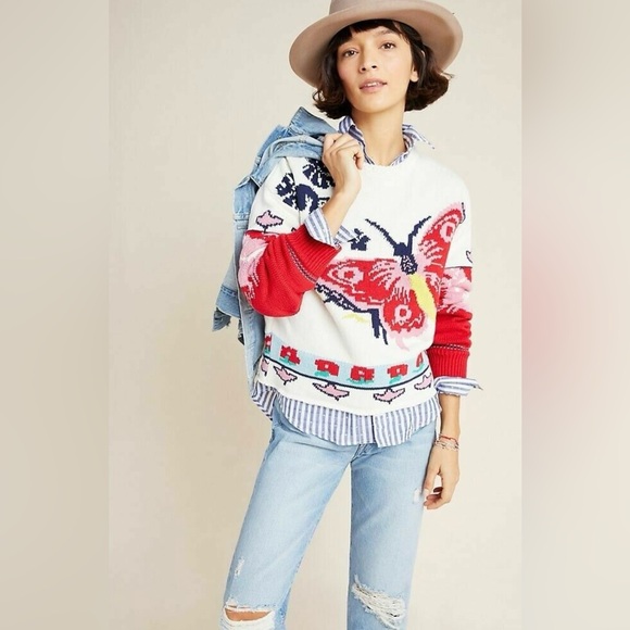 Anthropologie Aldomartins Camilia Butterfly Sweater,All Products : American Fashion Style Bags On Sale